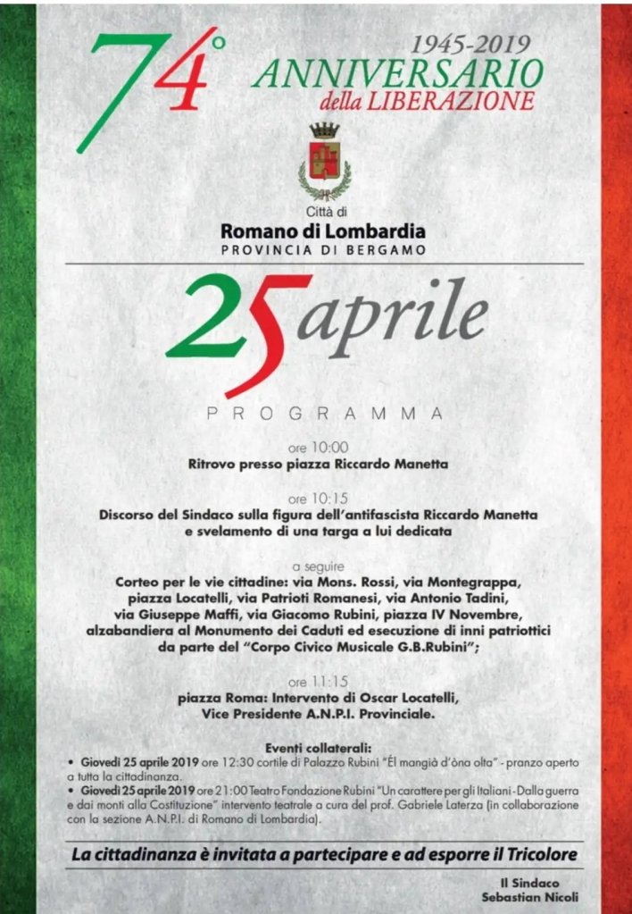 Programma 25 aprile 2019